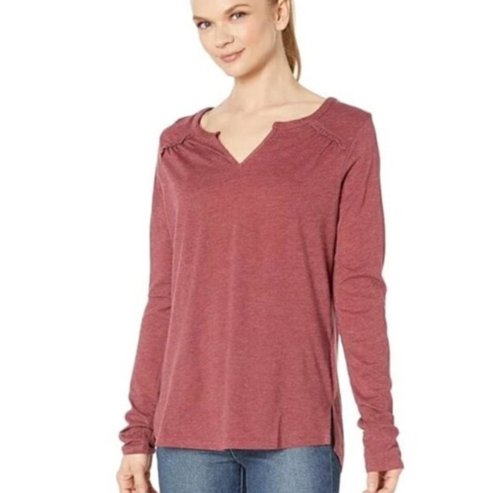 prAna Women's Long Sleeve Nitty Top Sz Large Red Hiking Outdoor